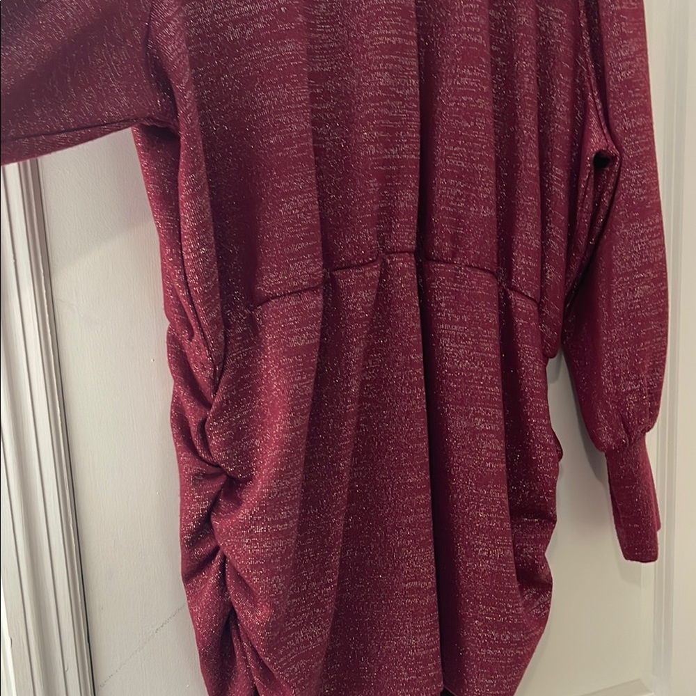 Lane Bryant Red Long Sleeve Tunic with Mandarin Collar - Picture 10 of 15